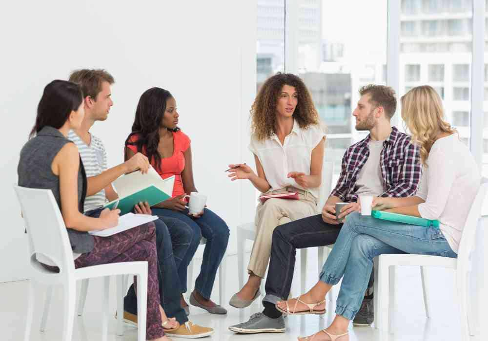 a group actively listening